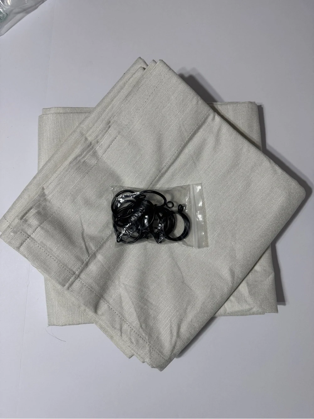 Heavy Duty Blackout Neutral Ivory Linen-Look Curtain Panels with Rings